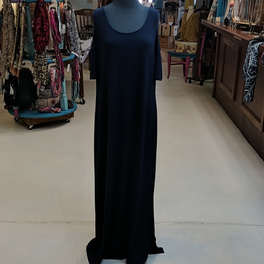 NWT, navy cold shoulder maxi dress from Chico's
